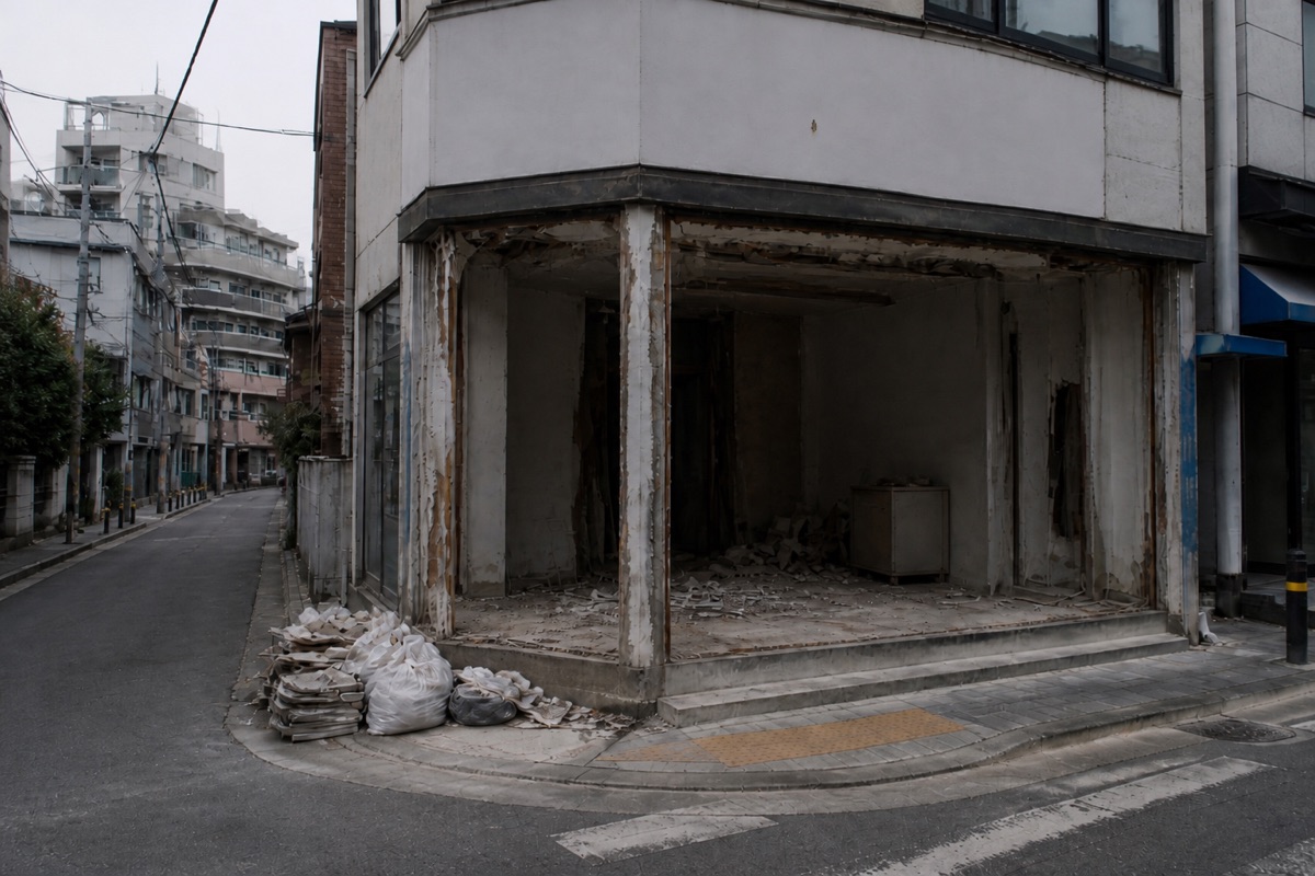 건대 인근 상가의 비운 점포 입구 — 광진·건대 상가·점포 철거 참고 커버